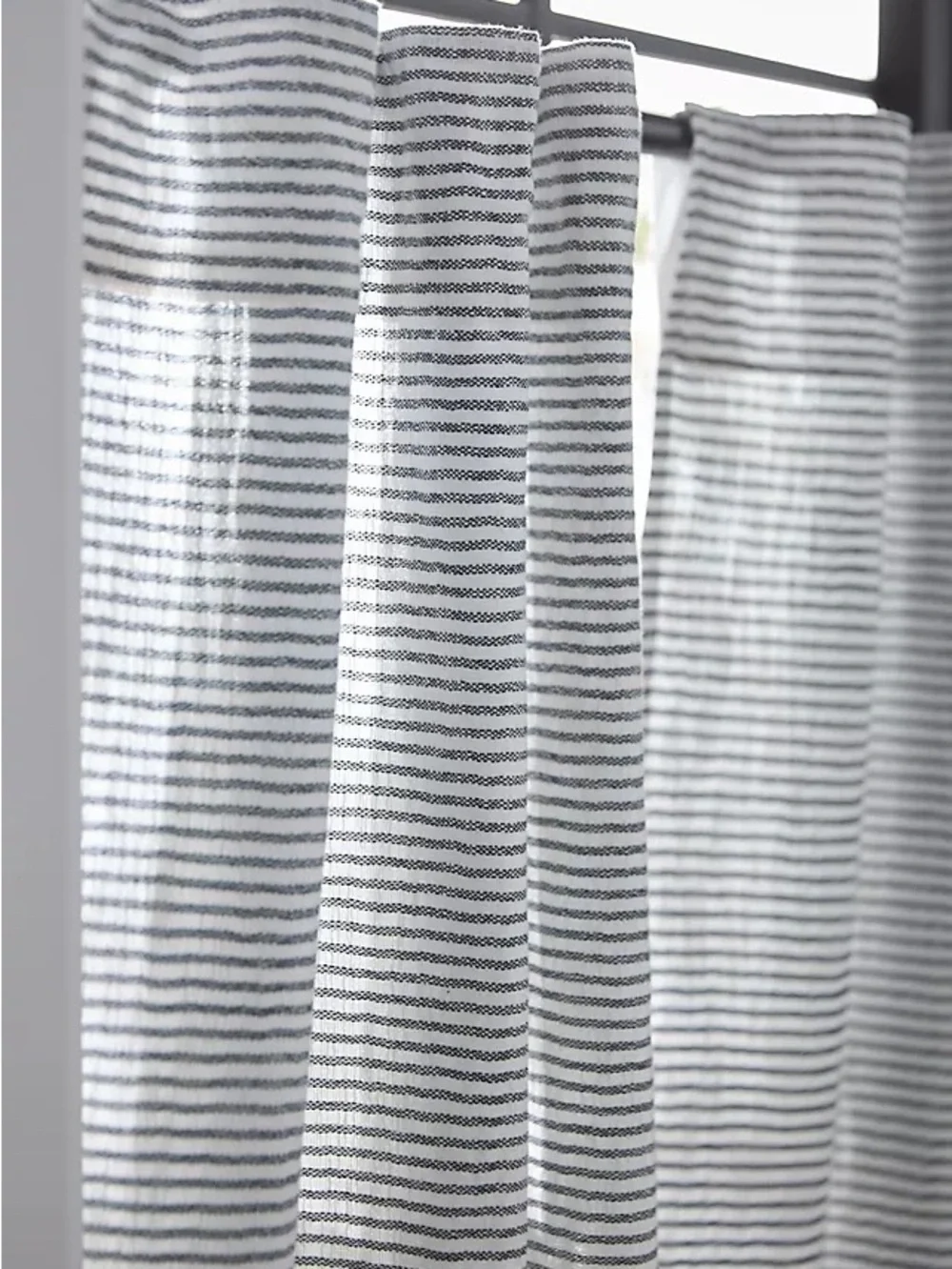 Anthropologie Striped Cotton Cafe Curtains Set of 2